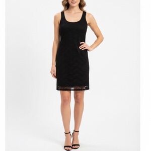 Mudd Mini Dress Womens XL Black Lace Detail Nylon Stretch Sleeveless Round Neck